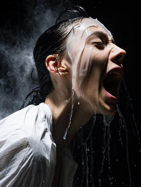 Premium Ai Image A Woman With Water Dripping Off Her Face
