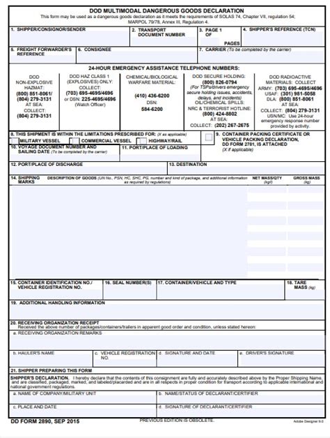 Download Dd 2890 Fillable Form