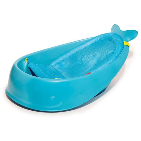Bath ring can be used to secure baby while bathing; Skip Hop Moby Smart Sling 3-Stage Bath Tub, Moby Blue ...