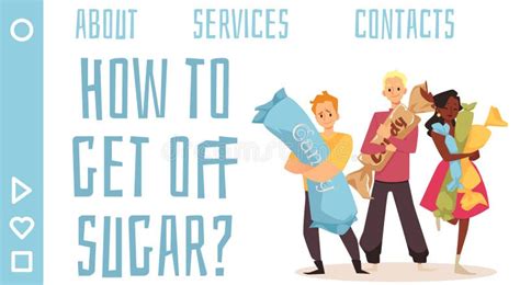 Get Off Sugar Addiction Concept Of Web Banner Flat Vector Illustration