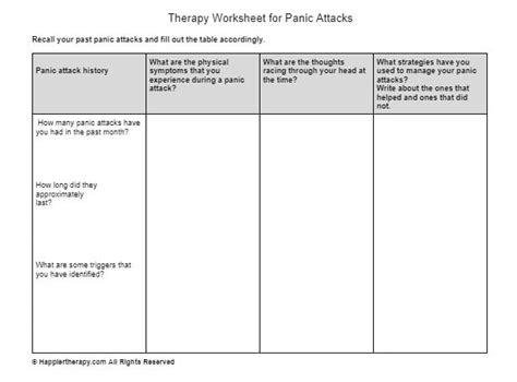 Therapy Worksheet For Panic Attacks Happiertherapy