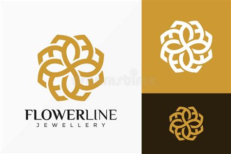 Luxury Line Art Flower Jewellery Logo Vector Design Abstract Emblem
