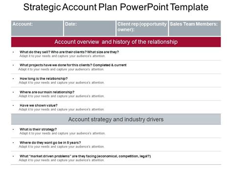 Strategy goals strategic planning template excel performance measurement smart goals progress monitoring. Strategic Account Plan Powerpoint Template | Presentation ...