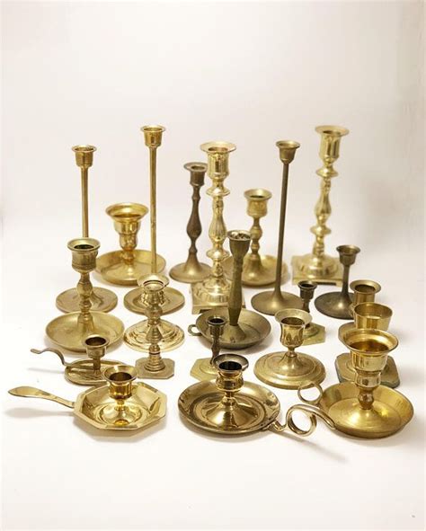 Vintage Brass Candlesticks 22 Pieces Brass Candle Holders Etsy
