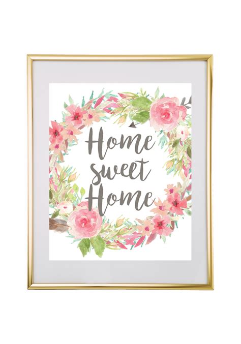 This wall decor gives a unique touch to your home and enhances the style of the room. Free Printable Home Sweet Home Floral Wreath Wall Art