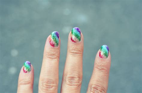 Diy Diagonal Glitter Rainbow Nails Rainbow Nails Nail Art Designs