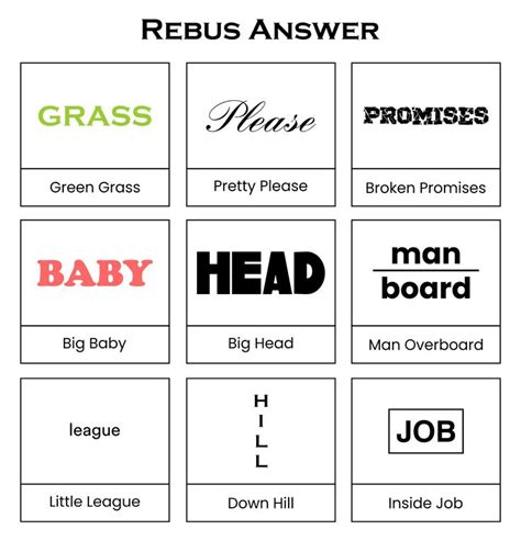 Printable Tricky Rebus Puzzles With Answers Brain Teasers Word