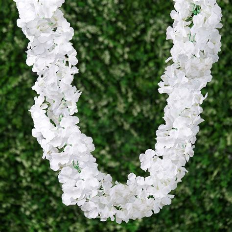 buy 7ft white silk hydrangea artificial flower garland pack of 1 garland at tablecloth factory