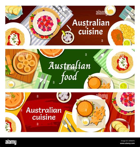Australian Food Cuisine Menu Meals Dishes Australia Restaurant Vector