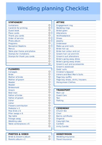 Wedding Checklist Template Fillable Printable Pdf Forms