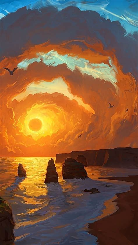 Wallpaper do pôr do sol em 2020 Pinturas pôr do sol Nuvens em