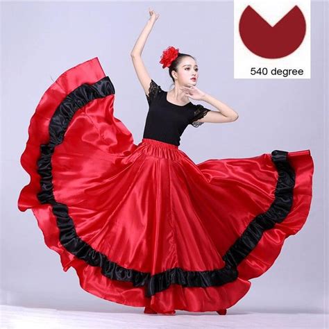 plus size lady spanish flamenco skirt dance costumes clothing red black spanish bullfight