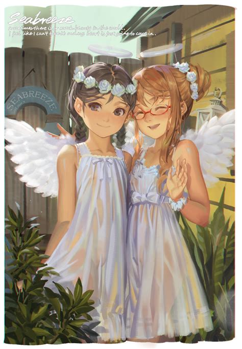 The Big Imageboard Tbib 2girls D Alphonse White Datura Angel Wings Arms Behind Back