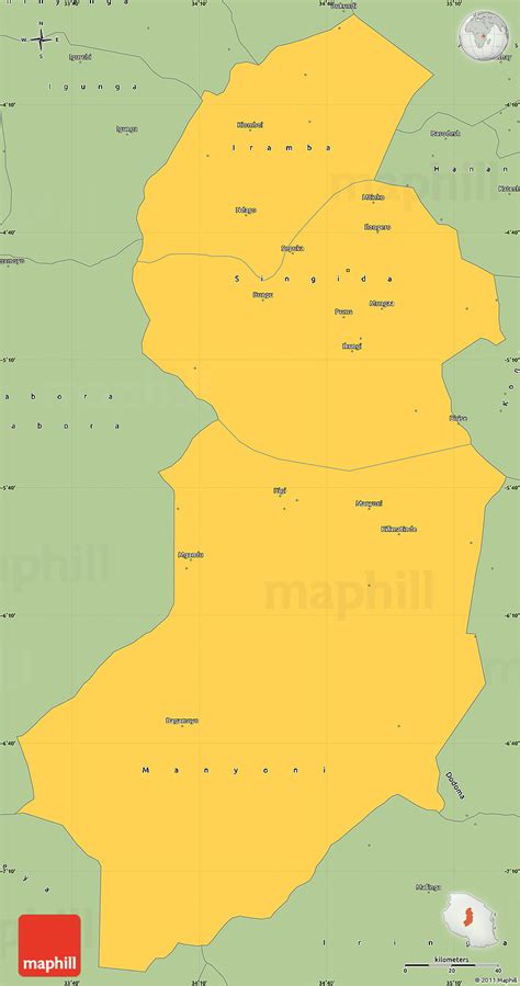 Savanna Style Simple Map Of Singida