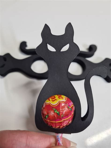 Halloween Cat Lollipop Holder SVG Template Cricut Cutting | Etsy