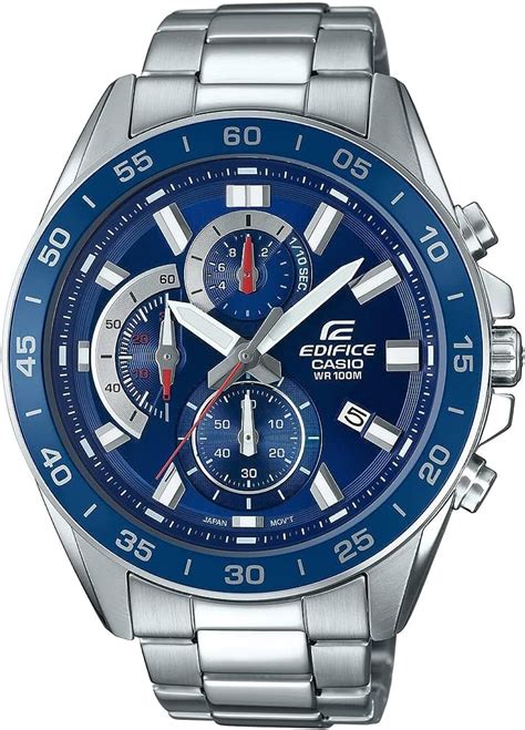 casio edifice men s blue dial stainless steel chronograph watch efv 550d 2av buy online at