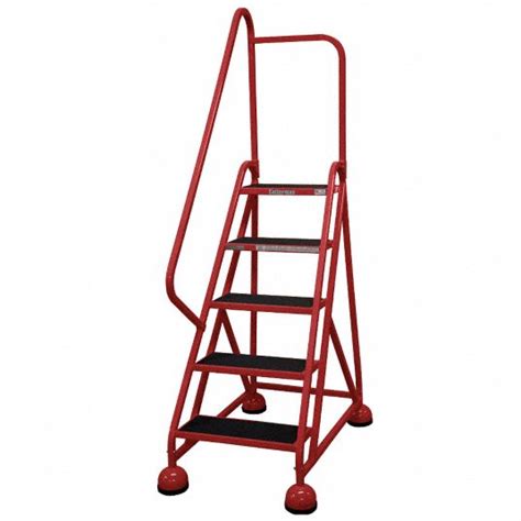 Cotterman 5 Step Rolling Ladder Antislip Vinyl Step Tread 75 In