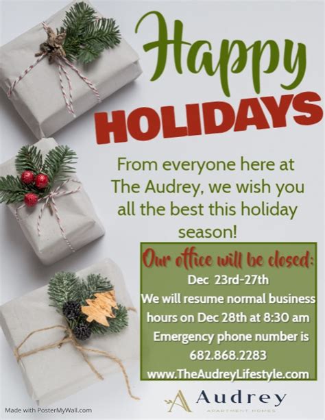 Holiday Office Closing Sign Postermywall
