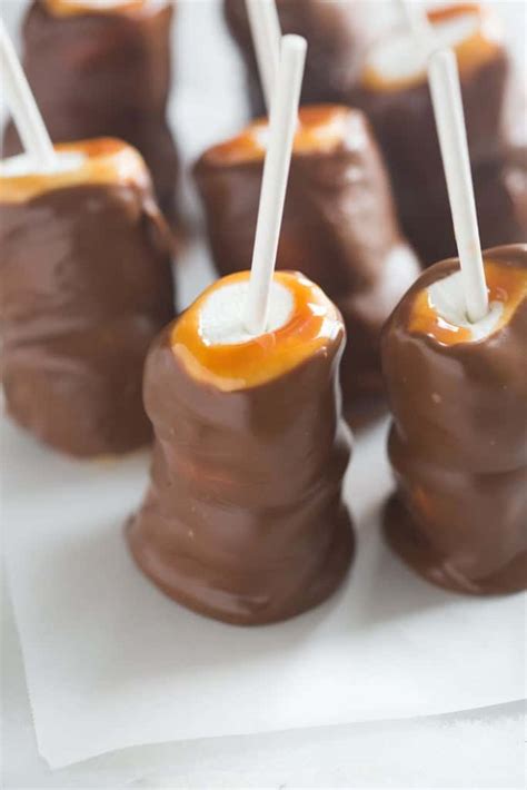 Chocolate And Caramel Dipped Marshmallows Tastes Better From Scratch