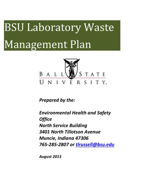 Laboratory Waste Management Plan