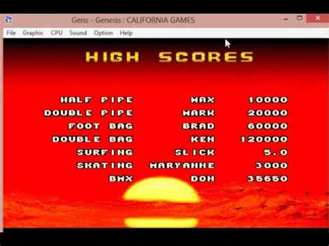California Games Mega Drive High Score YouTube