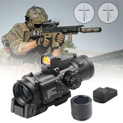 Quick Detachable Tactical 1x 4x Fixed Dual Role Optic Rifle Scope With