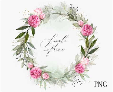 Frame Watercolor Pink Rose Wreath Rose Pale Nude Neutral Flowers Leaves