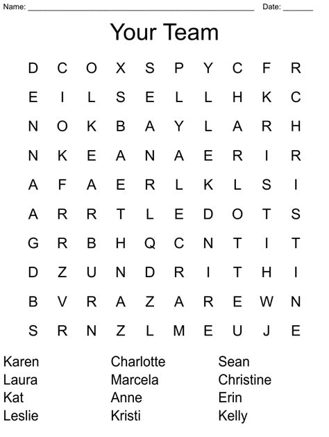 Your Team Word Search Wordmint