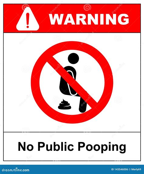 No Public Pooping Symbol Do Not Pooping Sign Warning Red Banner For