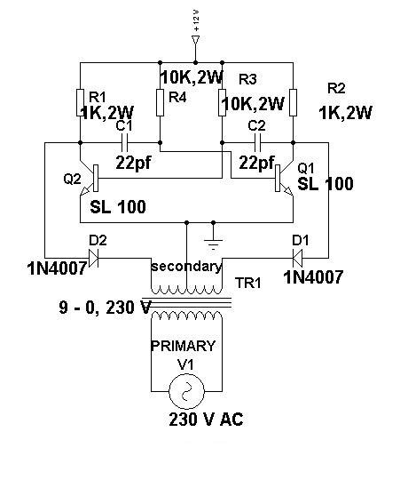 12 Volt To 230 Volt Inverter Using Transistor Electronic Circuit