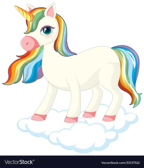 Cute Unicorn Standing On Cloud Royalty Free Vector Image
