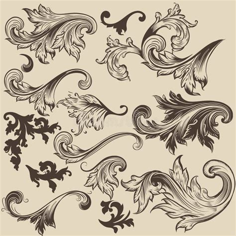 Vector Set Of Calligraphic Vintage Swirls For Design Stock Vector