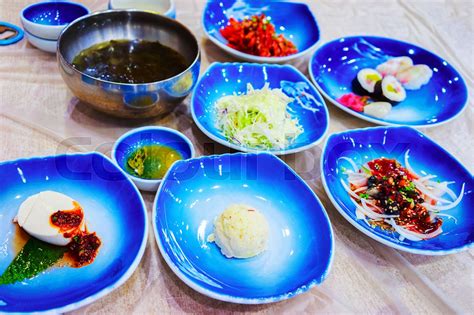 Traditional Korean Food Served In Restaurant In Busan Stock Image