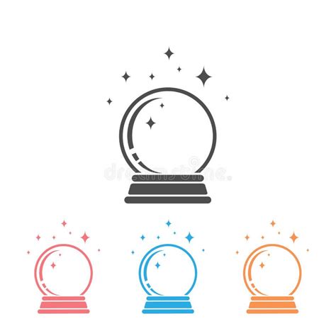 Crystal Ball Magic Line Icon With Hands Vector Logo Template Stock