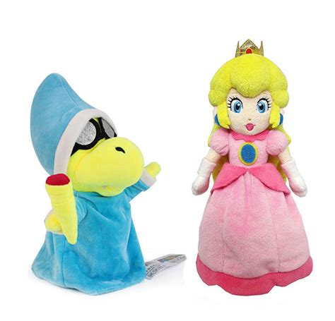2pcs Super Mario Bros Princess Peach And Magikoopa Kamek Plush Doll