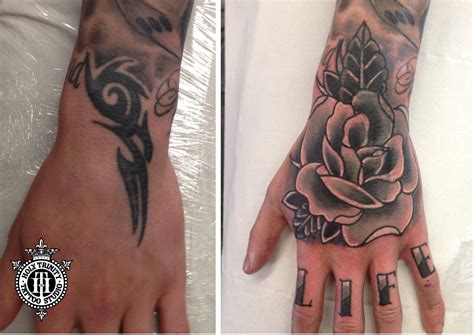 Nice Hand Piece Cover Up Tattooed In The Studio By Nathan Handtattoo