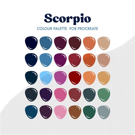 Aquarius Zodiac Sign Colour Palette For Procreate 30 Coloursswatches