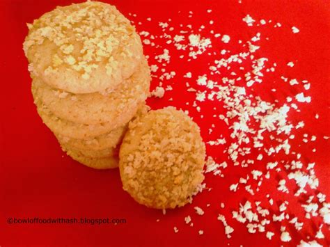 Bowl Of Food With Ash Eggless Whole Wheat Coconut Cookies Recipe How