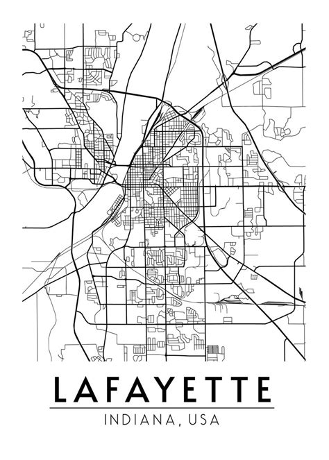 Lafayette Indiana Usa Map Poster By Neo Design Displate