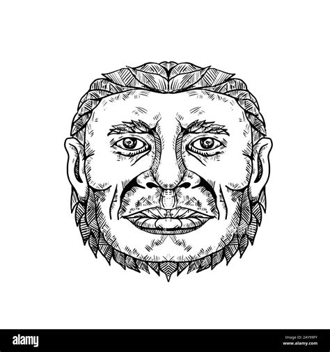 Cabeza De Hombre Neandertal Doodle Art Fotografía De Stock Alamy