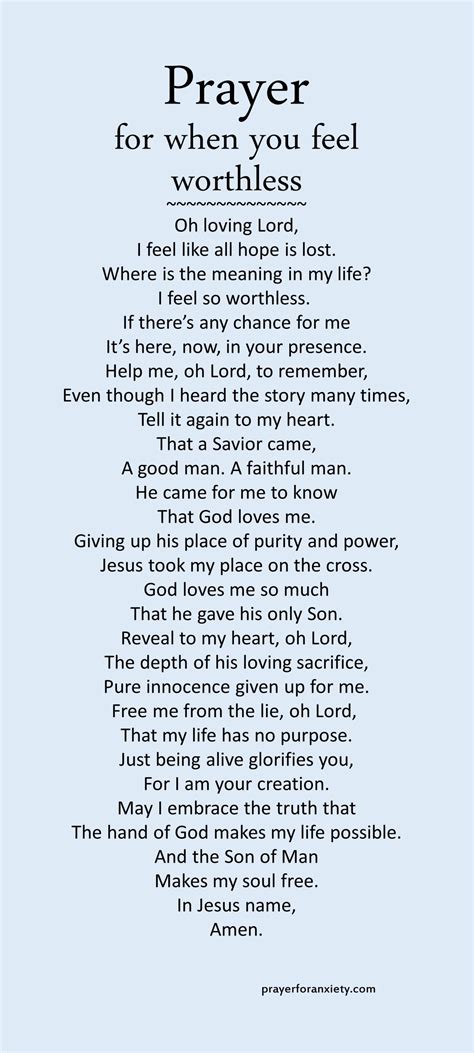 Prayer For When You Feel Worthless Prayer For Anxiety