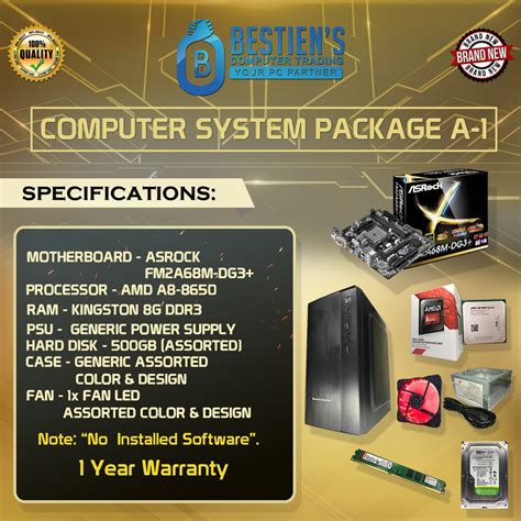 Computer System Unit Package A 1 Amd A8 8650 And Asrock Fm2a68 Dg3 All