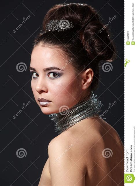 Shocking Beauty Portrait Of Cheeky Young Woman With Wire Necklace