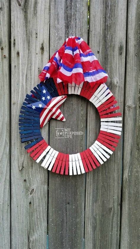Patriotic Clothespin Wreath How To Paint Clothespins Clothes Pin