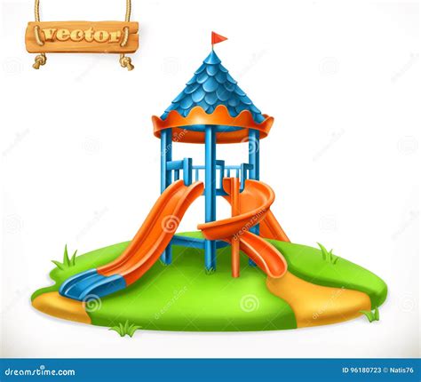 Playground Slide Play Area For Children Vector Icon Stock Vector