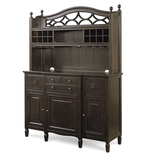 Country Chic Maple Wood Black Kitchen Buffet With Bar Hutch Zin Home