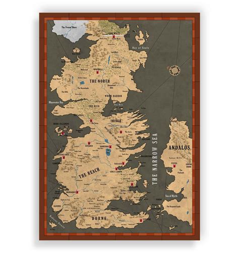 Game Of Thrones Map Of Westeros Gaming T Wall Art Poster