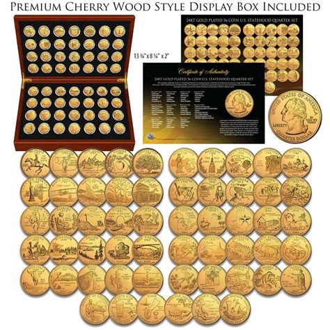 1999 2009 Complete 24k Gold Plated State Quarters 56 Coin Set Etsy