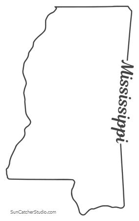 Mississippi - Map Outline, Printable State, Shape, Stencil, Pattern | State outline, Map outline ...