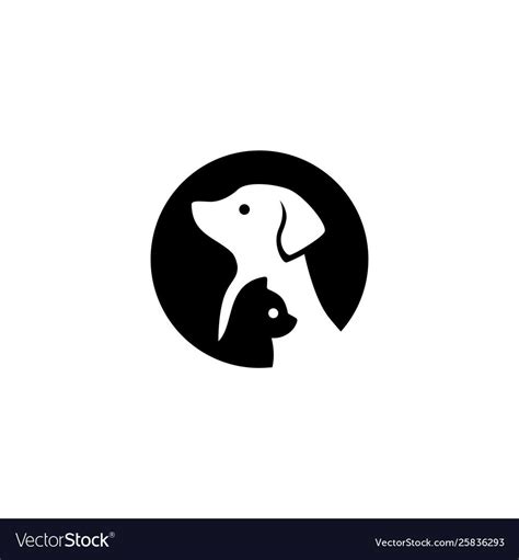 Dog Cat Pet Logo Vector Icon Illustration Negative Space Style